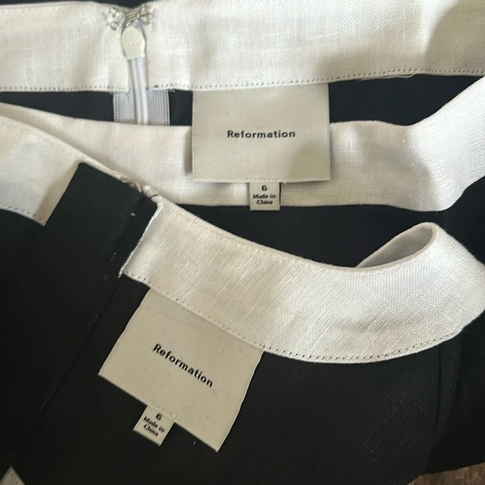 NEW Reformation Robbie Linen Two Piece in Black & White - size 6 - Picture 9 of 11